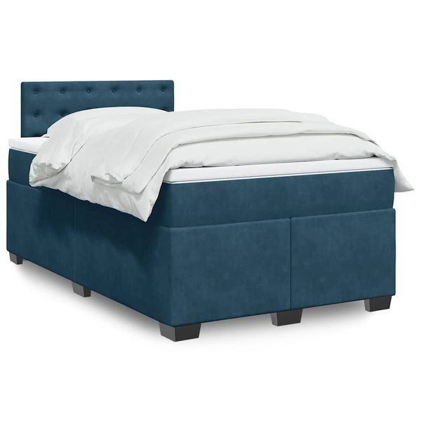 vidaXL Boxspring posteľ s matracom, tmavomodrá 120x190 cm, zamat