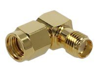 Adaptér pre anténu - RP-SMA (M) na SMA (F) pravouhlý - zlatá