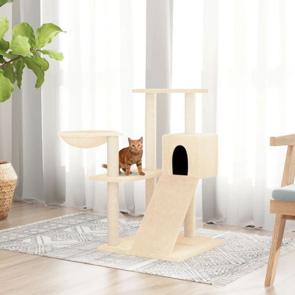 vidaXL Škrabadlo pre mačky so sisalovými stĺpikmi krémové 82 cm