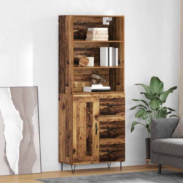 vidaXL Highboard so zásuvkou 2 pcs Staré drevo Kompozitné drevo