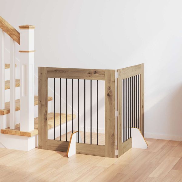 vidaXL Brána pre psov so stojanmi 2 pcs Dub artisan 80 x 80 cm