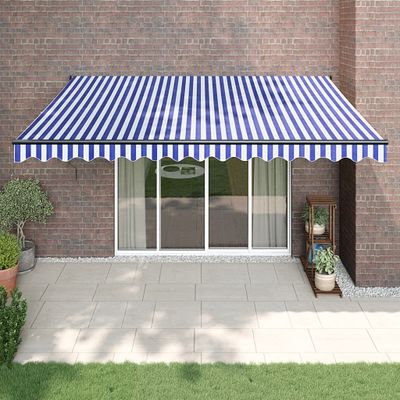 vidaXL Automatická zaťahovacia markíza, modrá a biela 4,5x3 m