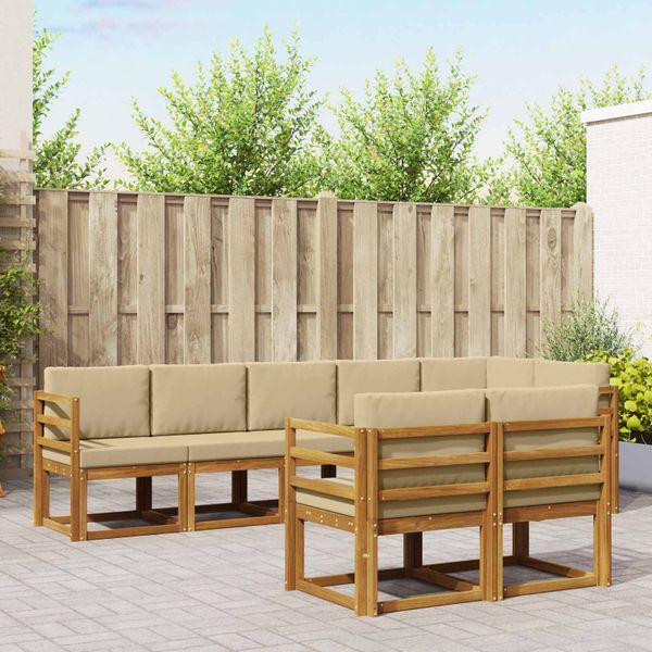 vidaXL Záhradná súprava gaučov s vankúšom 8 pcs Prírodná a béžová