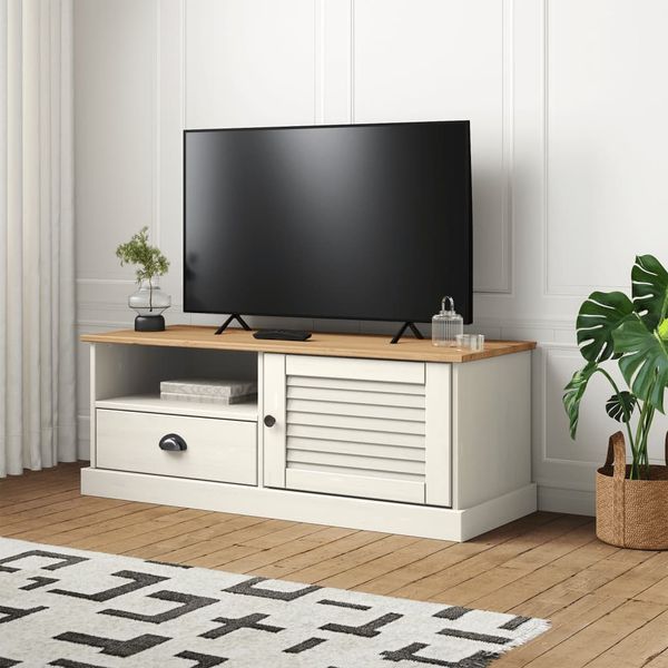 vidaXL TV skrinka VIGO biela 106x40x40 cm masívna borovica