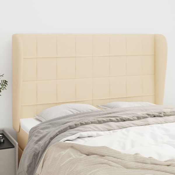 vidaXL Čelo postele so záhybmi krémový 147x23x118/128 cm látka