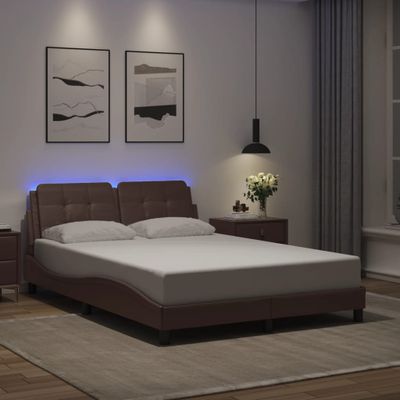 vidaXL Rám postele s LED bez matraca, Zadar, hnedý 140x190 cm