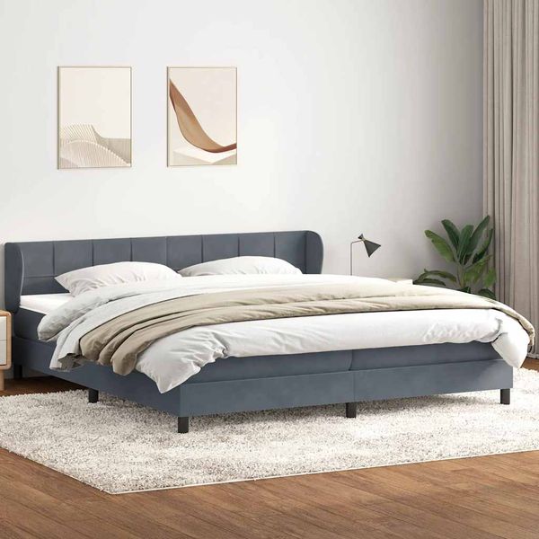 vidaXL Box Spring Posteľ s matracmi Tmavošedá 200x210 cm Zamat