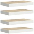 vidaXL Plávajúce nástenné police 4 ks dubové a biele 40x23,5x3,8 cm MDF