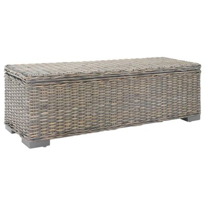 vidaXL Úložný box sivý 110 cm prírodný ratan Kubu a masívny mahagón