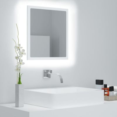 vidaXL Kúpeľňové zrkadlo s LED, biele 40x8,5x37 cm, akryl