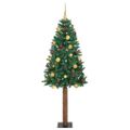 vidaXL Úzky vianočný stromček s 300 LED-i so stojanom Zelená 210 cm