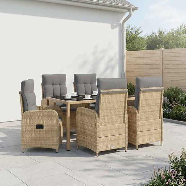 vidaXL Záhradná jedálenská súprava 7 pcs Beige a svetlo šedá