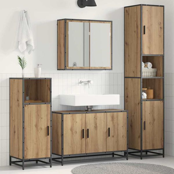 vidaXL Sada kúpeľňového nábytku 3 pcs Remeselný dub Kompozitné drevo