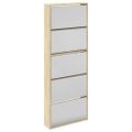 vidaXL Botník s 5 zrkadlovými skrinkami, farba dubu, 63x17x169,5 cm