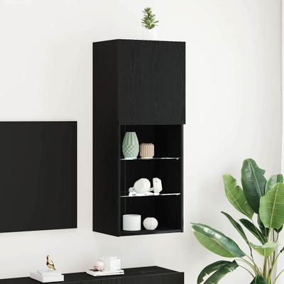 vidaXL Zostava TV skriniek s LED Čierny dub 40,5 x 30 x 102 cm