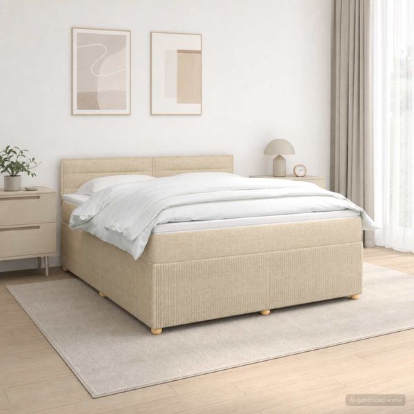 vidaXL Posteľ boxspring s matracom Krémová 140 x 200 cm Látka