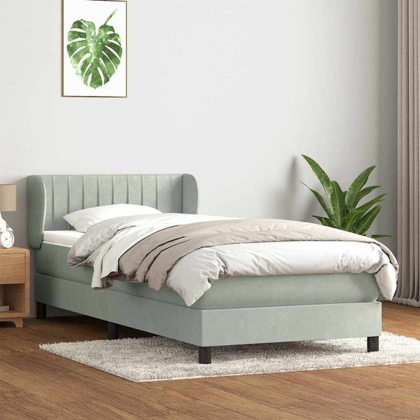 vidaXL Posteľný rám boxspring s matracom Svetlosivá 80x210 cm zamat