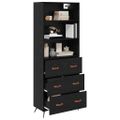 vidaXL Highboard Čierny dub 69,5 x 34 x 180 cm Kompozitné drevo