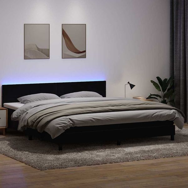 vidaXL Box Spring Posteľ s matracom a LED Čierna 180x220 cm Zamat