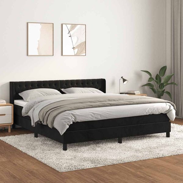 vidaXL Posteľný rám boxspring s matracom čierny 160x200 cm zamat