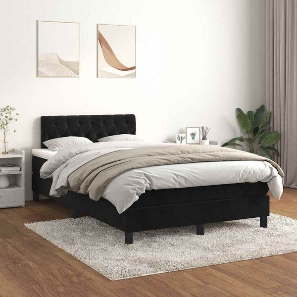 vidaXL Posteľný rám boxspring s matracom čierny 120x200 cm zamat