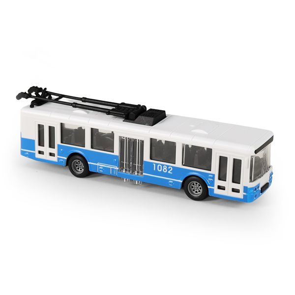 Trolejbus MHD modrý 16 cm - otváracie dvere