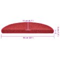 vidaXL Schodové rohože 30 ks 56x17x3 cm červené polkruhové