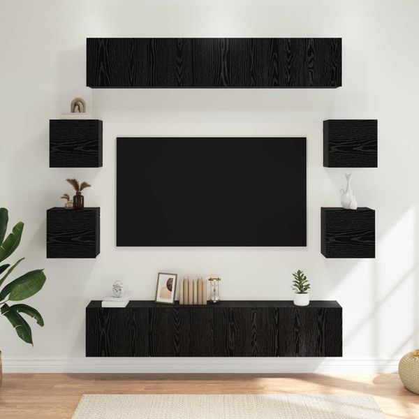 vidaXL Zostava TV skriniek 8 pcs 80 x 30 x 30 cm Čierny dub