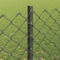 vidaXL Sieťový plot s stĺpom 10 x 1,2 m PVC potiahnutá oceľ Sivá