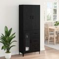 vidaXL Highboard Čierny dub 69,5 x 34 x 180 cm Kompozitné drevo