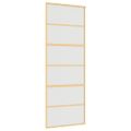 vidaXL Posuvné dvere zlaté 76x205 cm matné ESG sklo a hliník