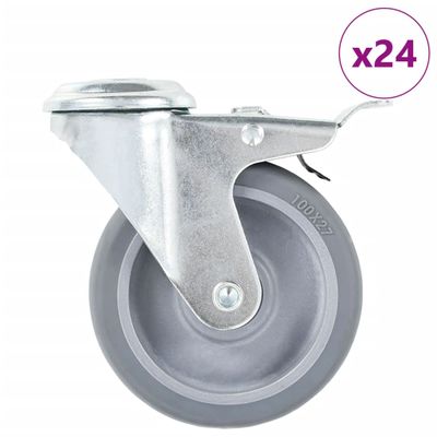 vidaXL Otočné kolieska s otvorom na skrutku 24 ks, 100 mm