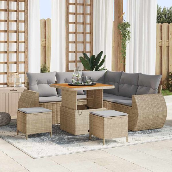 vidaXL Súprava záhradných pohoviek 8 pcs Beige a svetlo šedá polyratan