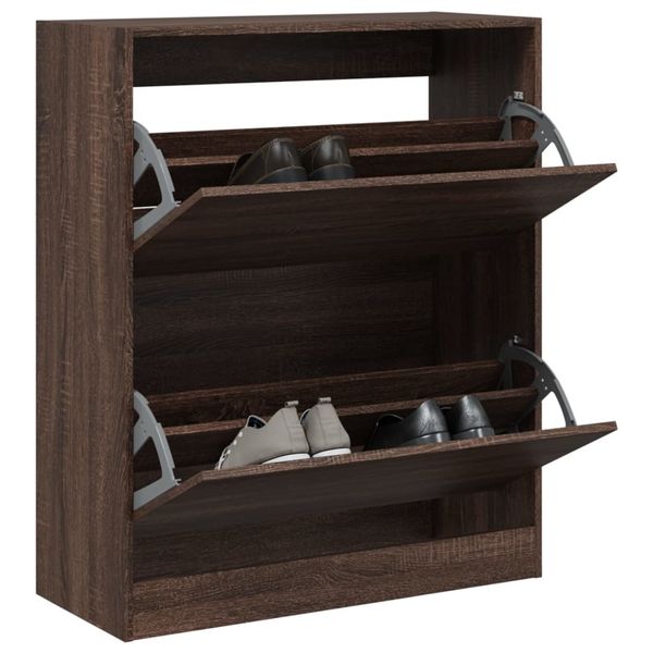 vidaXL Botník hnedý dub 80x34x96,5 cm spracované drevo
