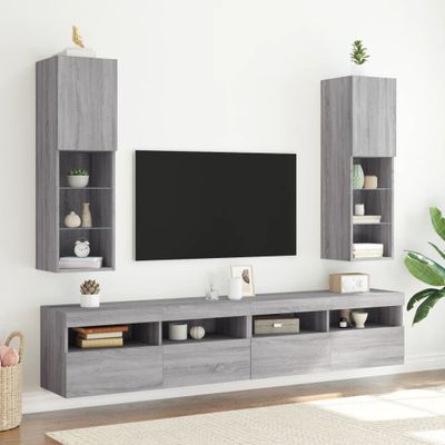 vidaXL TV skrinky s LED svetlami 2 ks sivé sonoma 30,5x30x102 cm