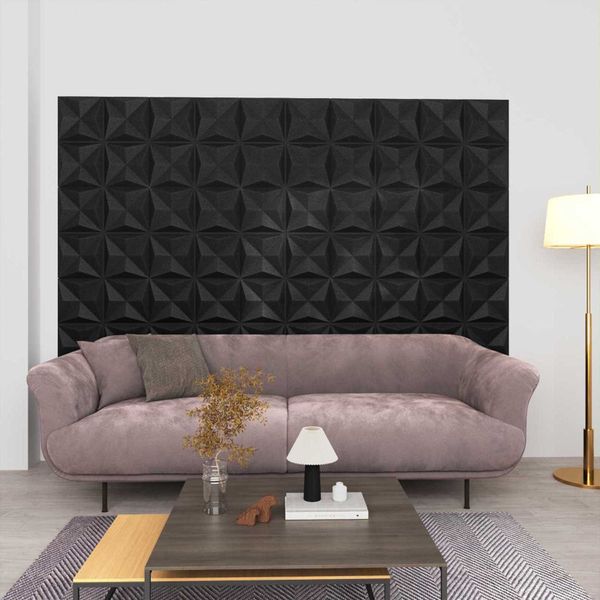 vidaXL Nástenné panely 24 pcs Origami Čierny 50 x 50 cm XPS Pena