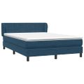 vidaXL Posteľný rám boxsping s matracom tmavomodrý 140x210 cm zamat