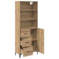 vidaXL Highboard Remeselný dub 69,5 x 34 x 180 cm Kompozitné drevo