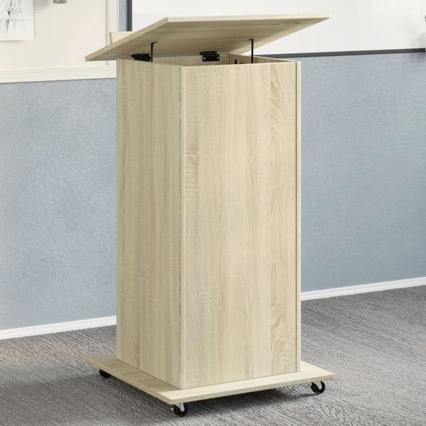 vidaXL Rečnícky pult kolieska zásuvka dub sonoma 55x55x107cm kom.drevo