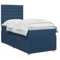 vidaXL LED boxspring posteľ s matracom Modrá 90 x 190 cm Látka