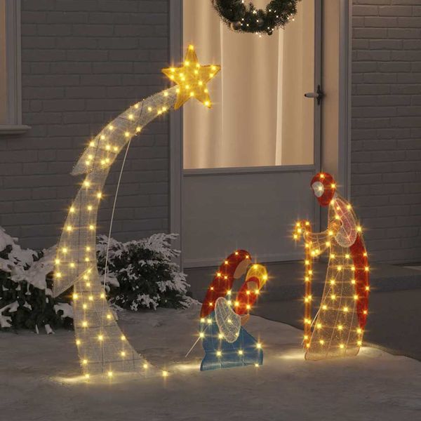 vidaXL Betlehemská scéna LED Teplá biela 149 x 32 x 127,5 cm Polyester