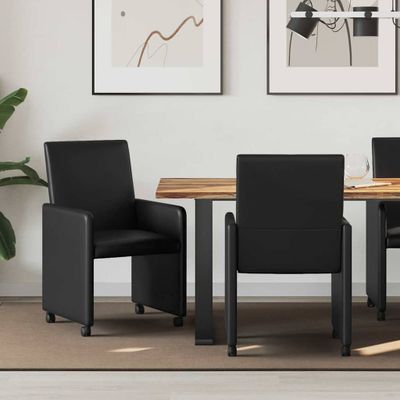vidaXL Jedálenské stoličky na kolieskach 2 pcs Čierna 57 x 66 x 94 cm
