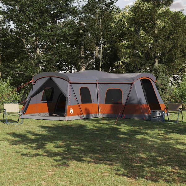 vidaXL Stan pre 16 osôb so strechou Šedá a oranžová 680 x 510 x 210 cm
