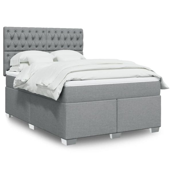 vidaXL Boxspring posteľ s matracom bledosivá 140x200 cm látka