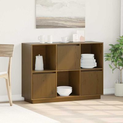 vidaXL Komoda medovo-hnedá 110,5x35x80 cm masívne borovicové drevo
