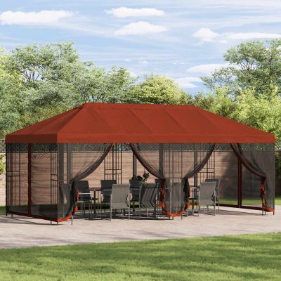 vidaXL Kryt altánku s bočnými stenami Tehlová 600,5 x 300,5 cm