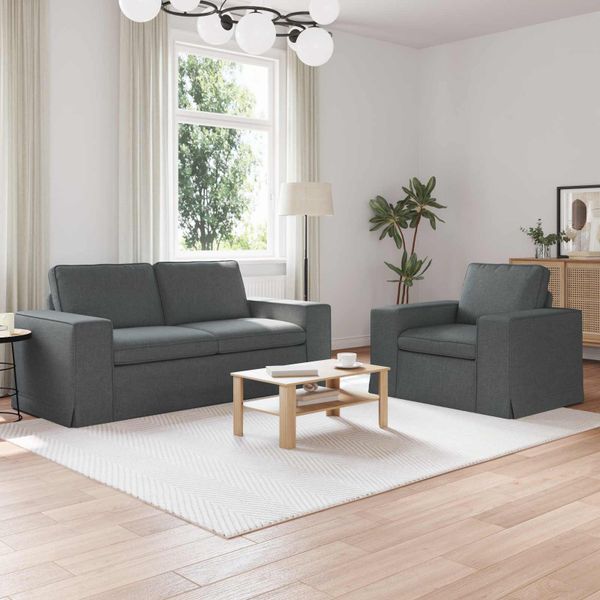 vidaXL Sada pohoviek 2 pcs Tmavo šedá 182 x 80 x 82 cm látka