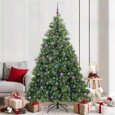 vidaXL Umelý vianočný stromček s 300 LED-i Zelená 210 cm PE a PVC