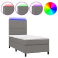 vidaXL Posteľ boxsping s matracom a LED tmavosivá 80x200 cm látka