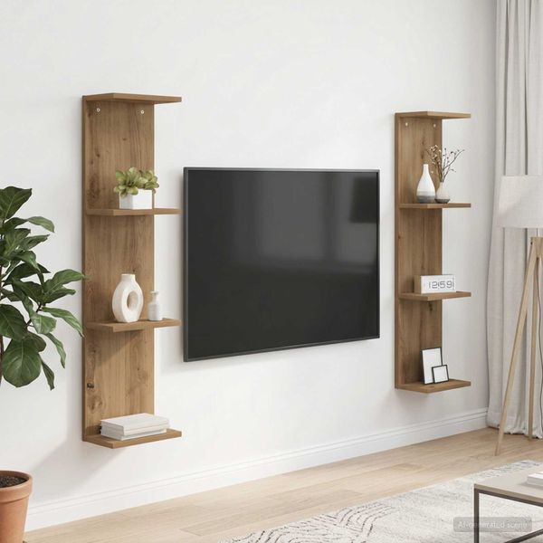 vidaXL Stenná polica 2 ks Dub artisan 25 x 15 x 100 cm